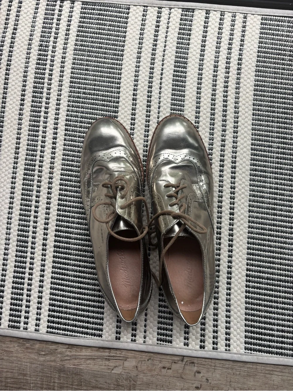 Madewell Metallic Silver Women's Oxford Lace-Up Shoes